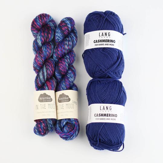 Kremke Soul Wool 200g Paket Schurwolle Merino Kaschmir Blue Pink