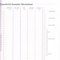 CocoKnits Worksheet Journal for Sweater Workshop 